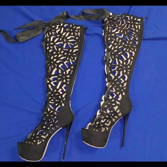 NEW Sexy Boots Stiletto Cut-out Zipper Heel Boot Size 9.5 - Picture 1 of 12